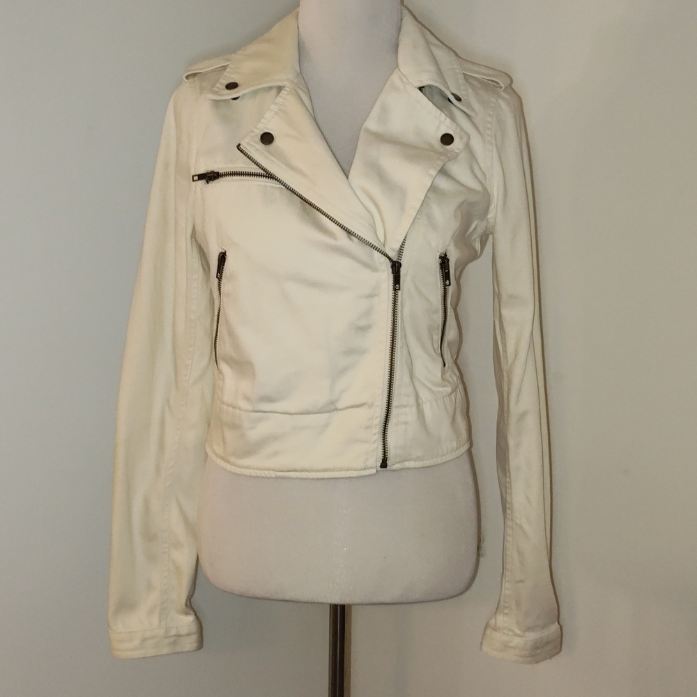 Victoria's secrets Pink size medium off-white Moto motorcycle denim jacket